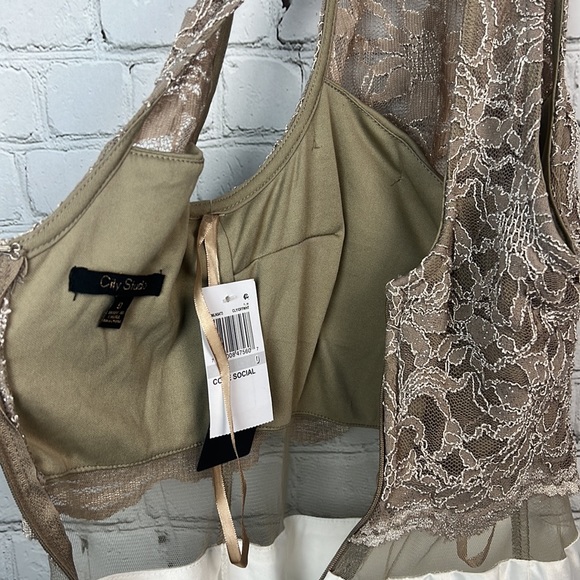 City Studio Lace Detail Sheer Waist Halter Dress Juniors Size 0 - Picture 7 of 8